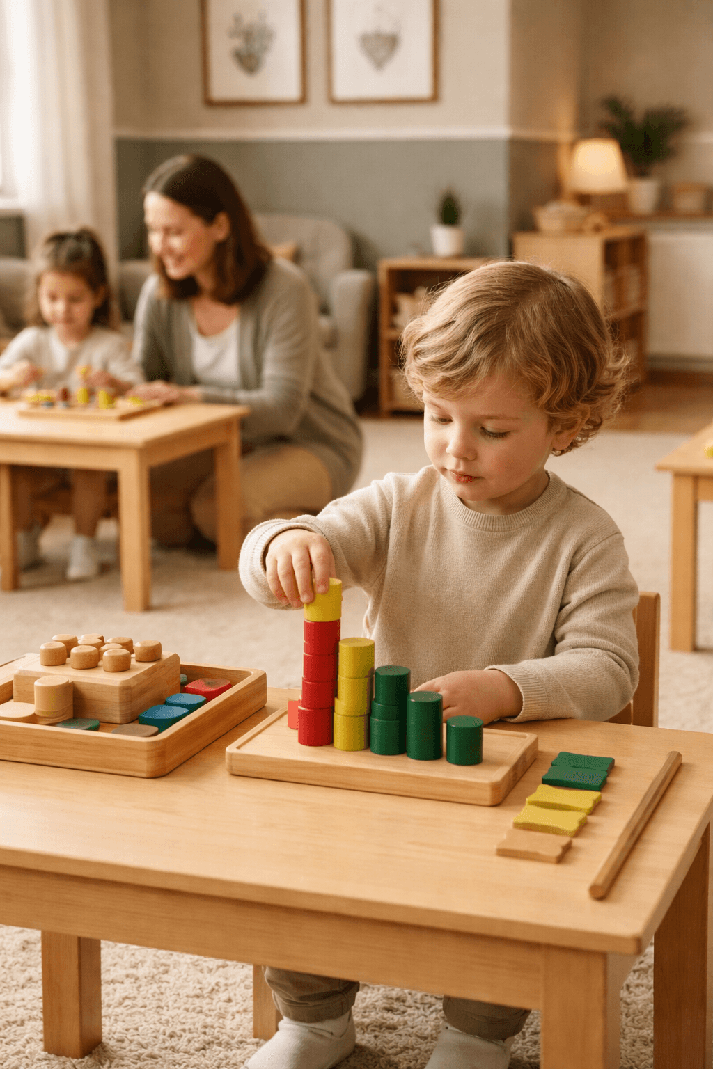 Child engaged in Montessori learning